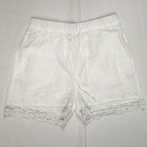 CYNTHIA ROWLEY Shorts Women’s Small Pockets 100% Linen Lace Edge Size Sm NWOT
